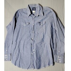 Wrangler Men's 2X Tall Long Sleeve Button Up Denim Shirt MS70919